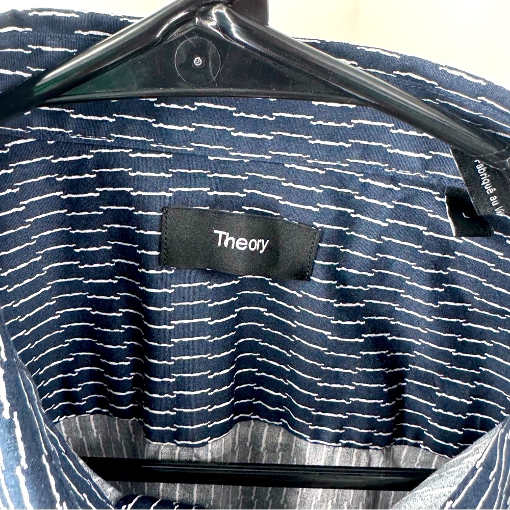 Theory Navy Textured Button Down‎ Shirt - Picture 5 of 8